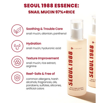 KSECRET Seoul 1988 Essence: Snail Mucin 97% + Rice 100mL